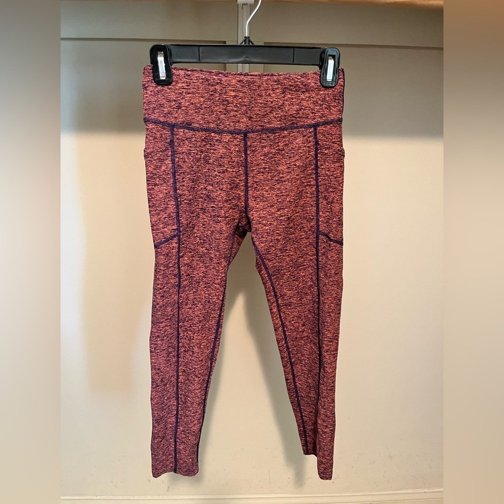 Oiselle Orange and Blue Leggings Lux Pocket High Waist Performance Tights